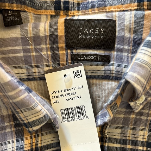 JACHS NWT Men’s plaid button up. Size M short. - Picture 2 of 3